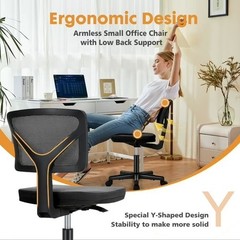 Home Office Mesh Desk Chair, Small Space, Armless Rolling Chair for Adults