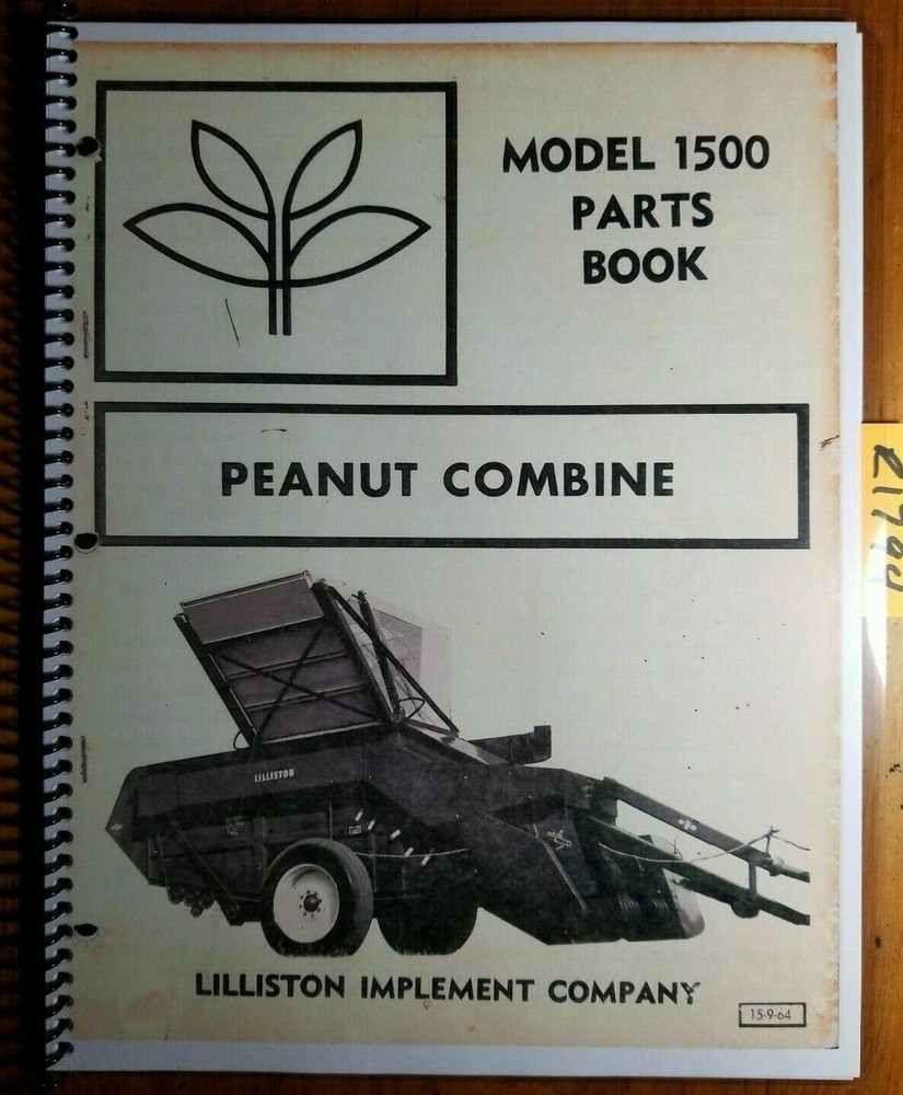 Lilliston 1500 Peanut Combine Parts Manual 15-9-64