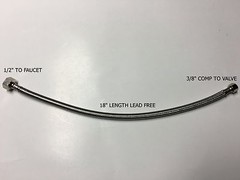 2) 3/8″ COMP x 1/2″ FNPT 18 LONG FAUCET SUPPLY HOSE LINE BRAIDED STAINLESS STEEL