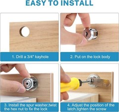 4Pack 3/4″ 1″ 1-1/8″ File Cabinet Cylinder Cam Lock With Keys for Drawer Mailbox