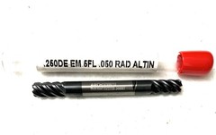 ARCH 1/4″ 5FL Corner Radius End Mill .050R Double End Solid Carbide AlTiN NEW
