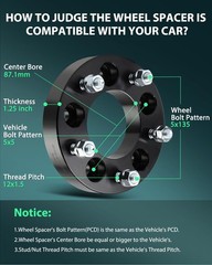 4pcs 1.25″ 5×5-5×135 Spacers 87.1mm 12×1.5 Studs for Chevy Impala Caprice Ram CV