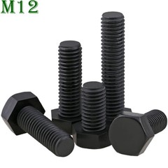 M12 – 1.75 Black Nylon Hex Head Bolts Full Thread Hex Cap Plastic Screws DIN 933