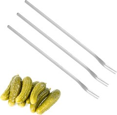 3 PCS Stainless Steel Pickle Fork, 8.6 Inch Long Handle Olive Fork, Cocktail