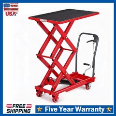 Hydraulic Lift Table Cart 50″ 330lbs Capacity Double Scissor Lift Table w/Wheels