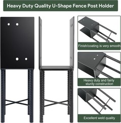 4 Pcs 6″x6″ Heavy Duty U-Shaped Post Base for Concrete, Wet Concrete Post Anc…