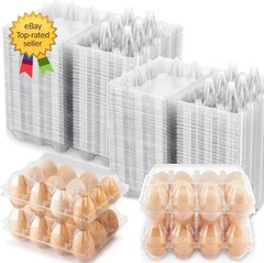 100 Packs Egg Cartons Cheap Bulk Plastic for 12 Eggs Clear Egg Cartons