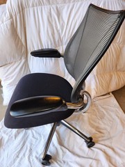 Humanscale Liberty ERGONOMIC Chair Polished Aluminum BLACK seat NEW ARM PADS