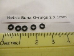 2mm ID x 4mm OD x 1mm thick O-ring. Buna-70. Quan 5..