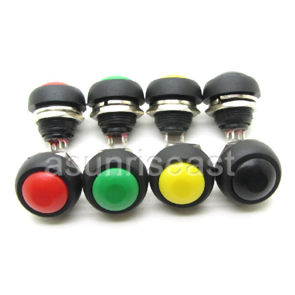 Red Green Blue Yellow Black Doorbell 12mm Waterproof Pushbutton Switch Momentary