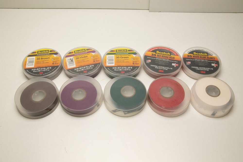 10 Rolls 3M 35 Scotch Electrical Multi Color Tape, 3/4 in x 66 ft,