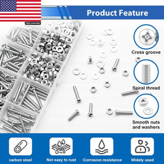 516Pcs Nuts and Bolts Assortment Kit 21-Sizes M3/M4/M5/M6 Nut Bolt Washer Assort