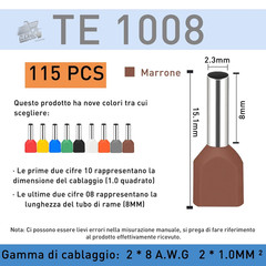 115 Brown Electric Capicorda 2x1mm² – Compass Terminals for Industrial Cables