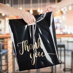 Black Gold Thank You Bags Business Retail Party Plastic Shopping 8”x12”in 100PCS
