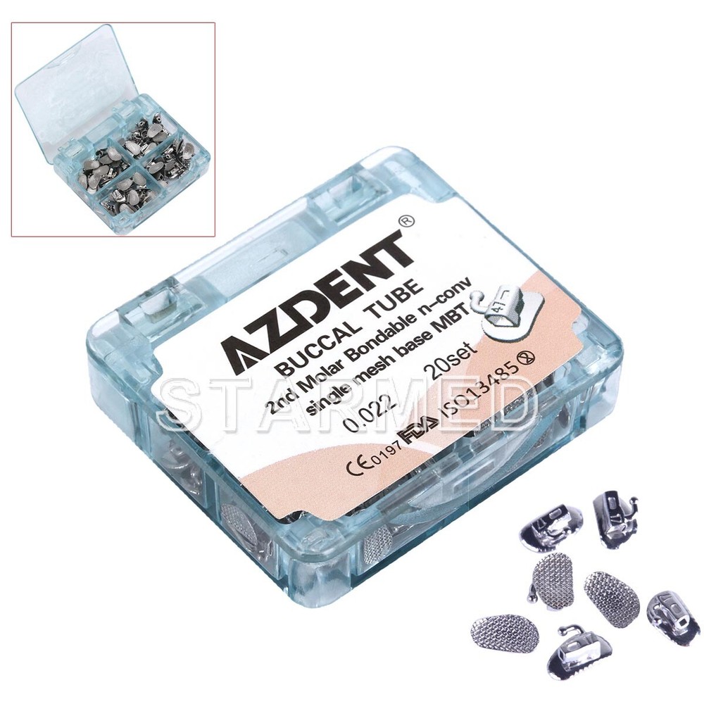80Pcs Dental Ortho Buccal Tube 2nd Molar Bondable Non-conv MBT.022 Mesh Base