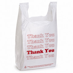 Bags 1/6 Large 21 x 6.5 x 11.5 “Thank You” T-Shirt Plastic Grocery Shopping 0.48
