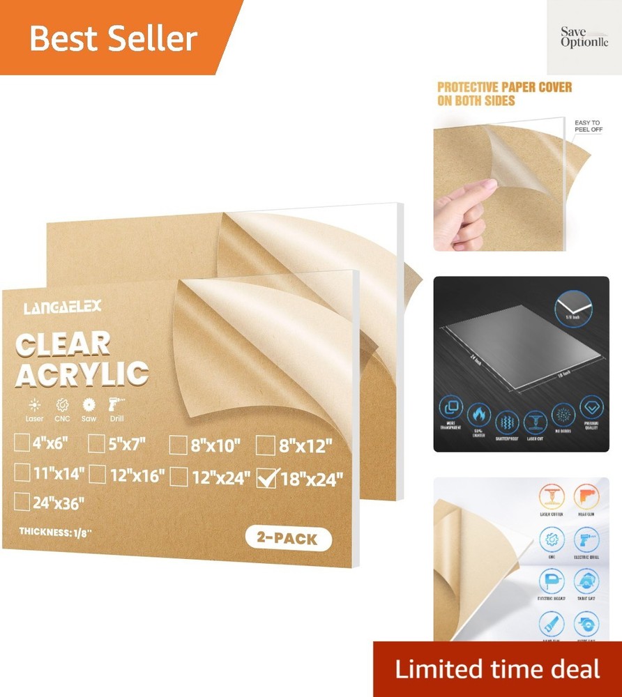 Plexiglass Sheets 1/8″ 3mm Thick – 2 Pack of 18×24 Clear Cast Acrylic Sheets …
