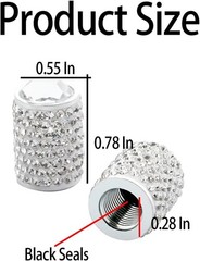 Bling Valve Stem Caps, 4 Pack Crystal Rhinestone Car Tire Valve Covers, White