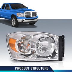 Right Headlight w/Bulbs Dodge Ram 1500 2500 3500 2006-2009 Clear Amber Halogen