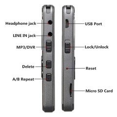 64GB Rechargeable LCD Digital Audio Sound Voice Recorder Dictaphone MP3 Player