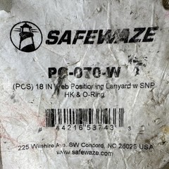 SafeWaze PC-070-W 18 in Web Positioning Lanyard w/ Snap Hooks & O-Ring
