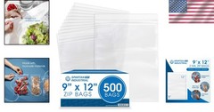 9” X 12” Clear Zip Plastic Bags
