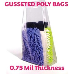 0.75 Mil Expandable Gusseted Poly Bags Clear Polyethylene Multiple Sizes LDPE