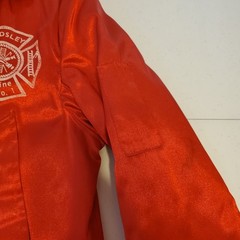 Vintage Ardsley New York Engine Co No. 1 Firefighter Jacket Coat Red USA w/ Hood