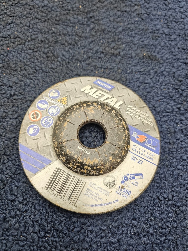(QTY 7) Norton 4-1/2″ x 1/4″ x 7/8″ Metal Aluminum Oxide Grinding Wheel Type 27