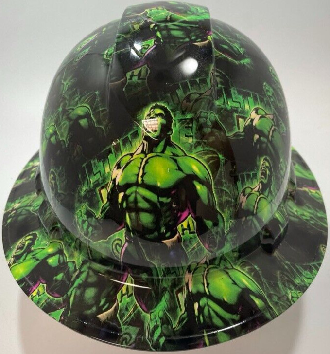 New Full Brim Hard Hat Custom Hydro Dipped INCREDIBLE HULK. Free Shipping