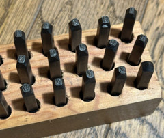 🇺🇸 Young BROS USA 3/32″ Steel Punch A-Z Letter Hand Stamp Set Lot Wood Box