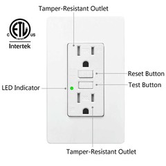 GFCI Outlet 15 Amp Weather Tamper Resistant 125V Safety Receptacle Socket White