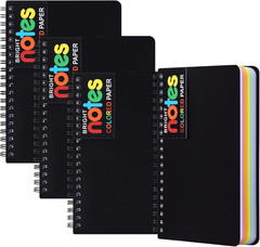 4 Pack 5 x 7in Spiral Notebook, Spiral Journals, Poly Cover 7 Bright Neon Colore