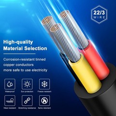 22 Gauge 3 Conductor Electrical Wire, 33FT 2464 22AWG 3 Wire Cable Black PVC …