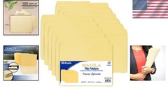 Durable 1/3-Cut Manila File Folders for Easy Document Organization, 12-Count
