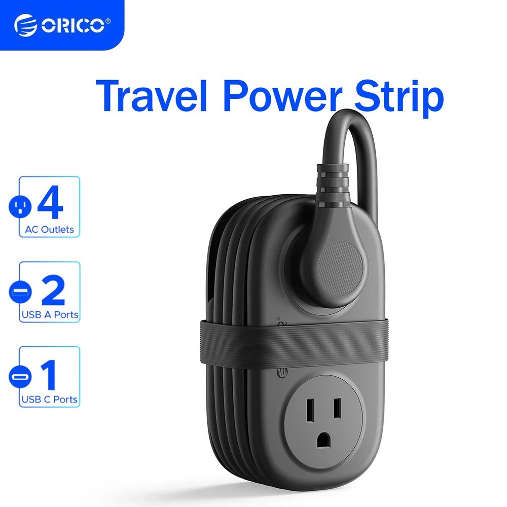 ORICO Travel Power Strip with 4 Outlet 3 USB Charging Station 4ft Extension Cord