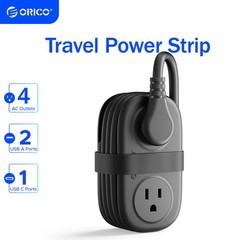 ORICO Travel Power Strip with 4 Outlet 3 USB Charging Station 4ft Extension Cord