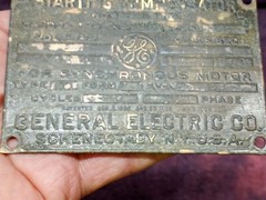 Vtg GE GENERAL ELECTRIC COMPENSATOR METAL ID PLATE TAG SCHENECTADY NEW YORK USA