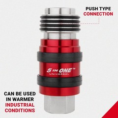 Milton 5 in ONE Universal Quick Connect Industrial Coupler, 1/4″ Female NPT, Air