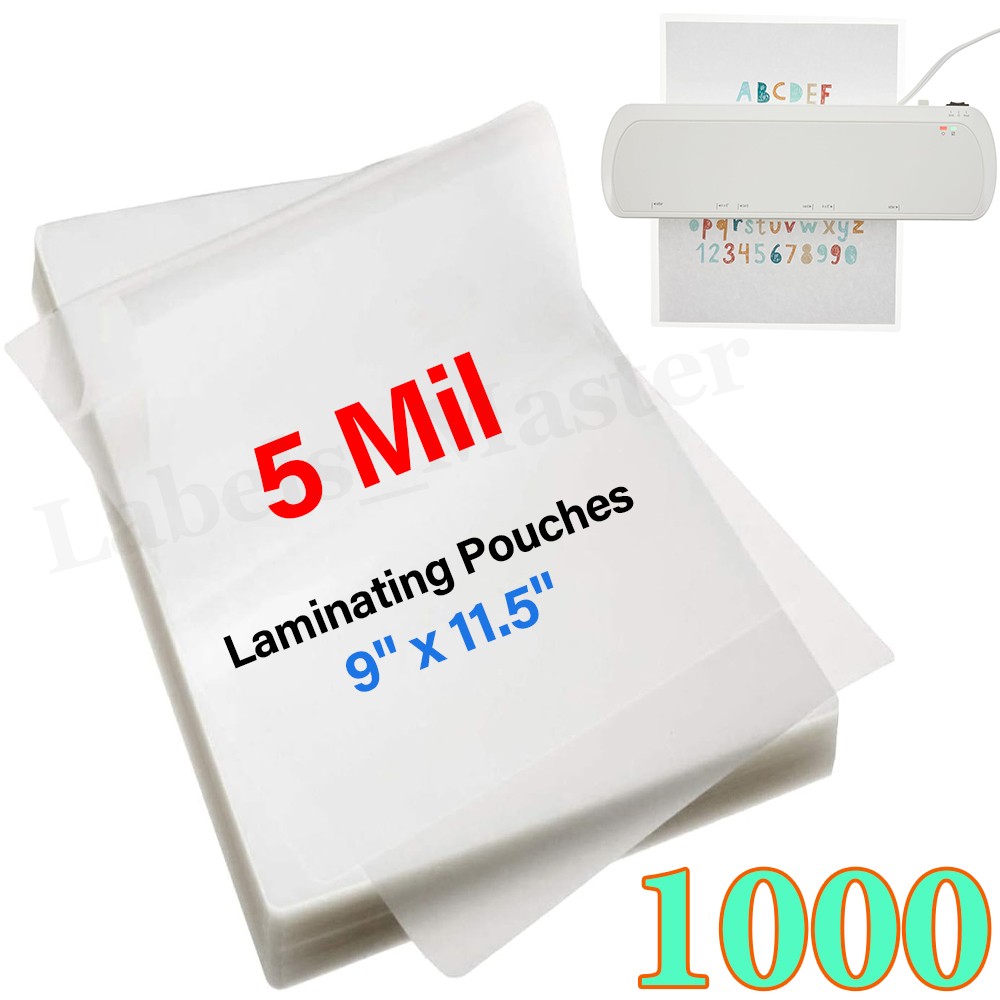 1000 Sheets 5 Mil Clear Thermal Laminating Pouches Letter 9″x11.5″ for Laminator