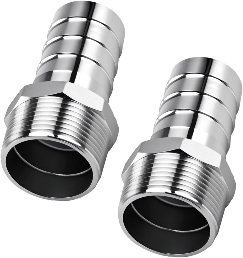 2PCS Stainless Steel 1-1/4″ to 1-1/4″ NPT Male Threaded Hose Barb Fittings 1-