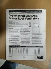 14″ Direct Drive Axial Exhaust Ventilator 115V 1Phase 2.5A 1/6 HP 2 SPEED 4wn59