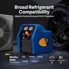 Refrigerant Recovery Machine 1 HP Dual Cylinder AC HVAC Recycling Tool 1750RPM
