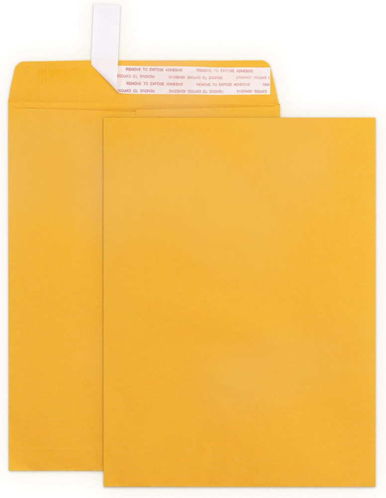 Goefun 9×12 Manilla Envelopes Self Seal, 100 GSM Brown Kraft Large Envelopes for