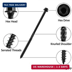 50 PCS(2.95lb), #14 x 6 Wood Structural Screws, Heavy Duty Hex Head Timber/Log/L