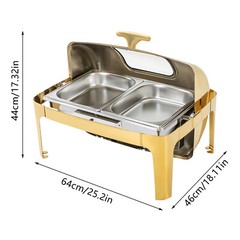 Roll Top Chafing Dish with 2 Food Pans & Visible Lid Restaurant Food Warmer