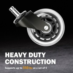 POWERTEC 17101 3″ Office Chair Casters Wheels Set of 5, Caster Replacement