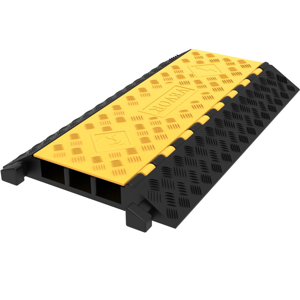 VEVOR 3 Channel Cable Protector Ramp Rubber Electrical Wire Cover Ramp Guard