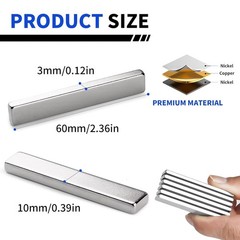 20 Pack Powerful Strong Neodymium Magnets Rare Earth Lifting Magnets 60x10x3mm..