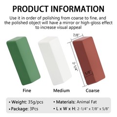 Mini Buffing Polishing Compound Kit 4oz 3Pack Green White Red Fine Medium Coarse